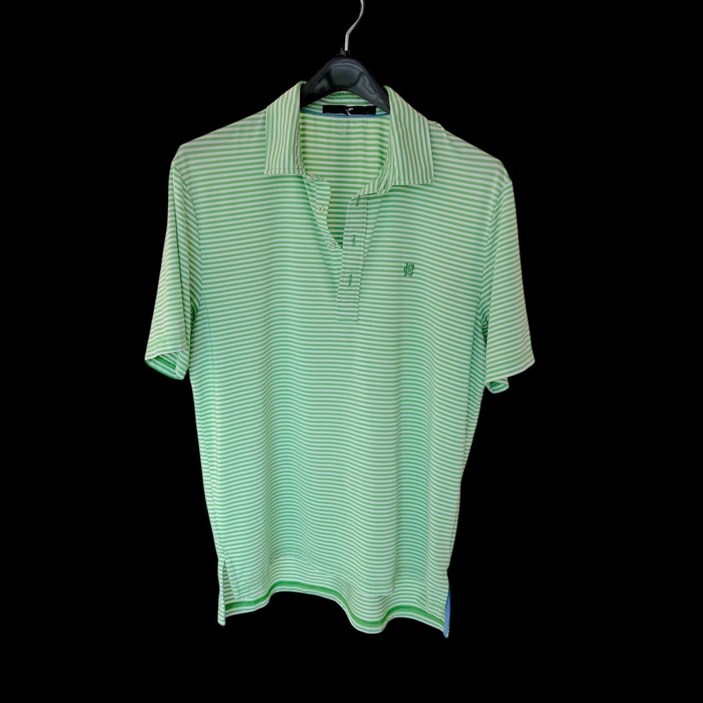 RLX Ralph Lauren Green White Striped Performance Golf Polo Shirt Size XL